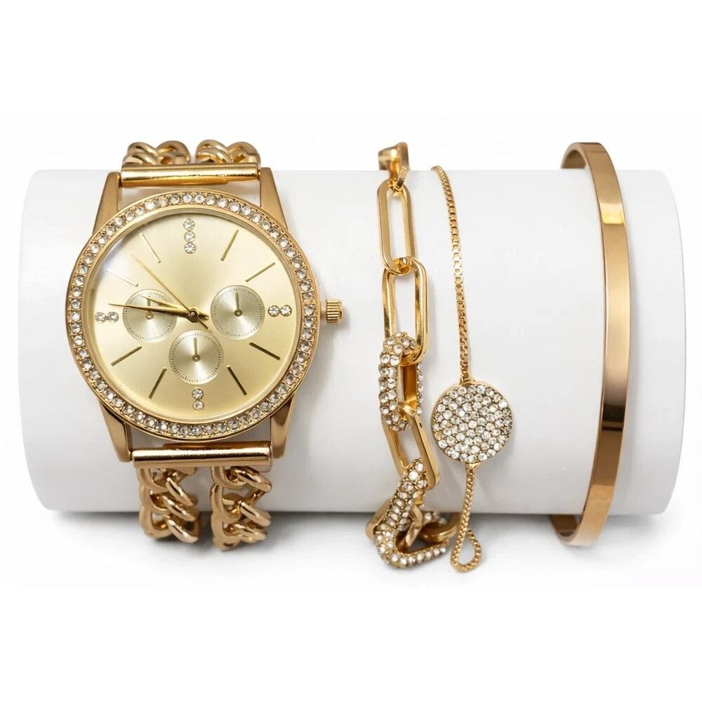 INC International Concepts Gold-Tone Women’s Watch & Bracelet Set New Open Box
